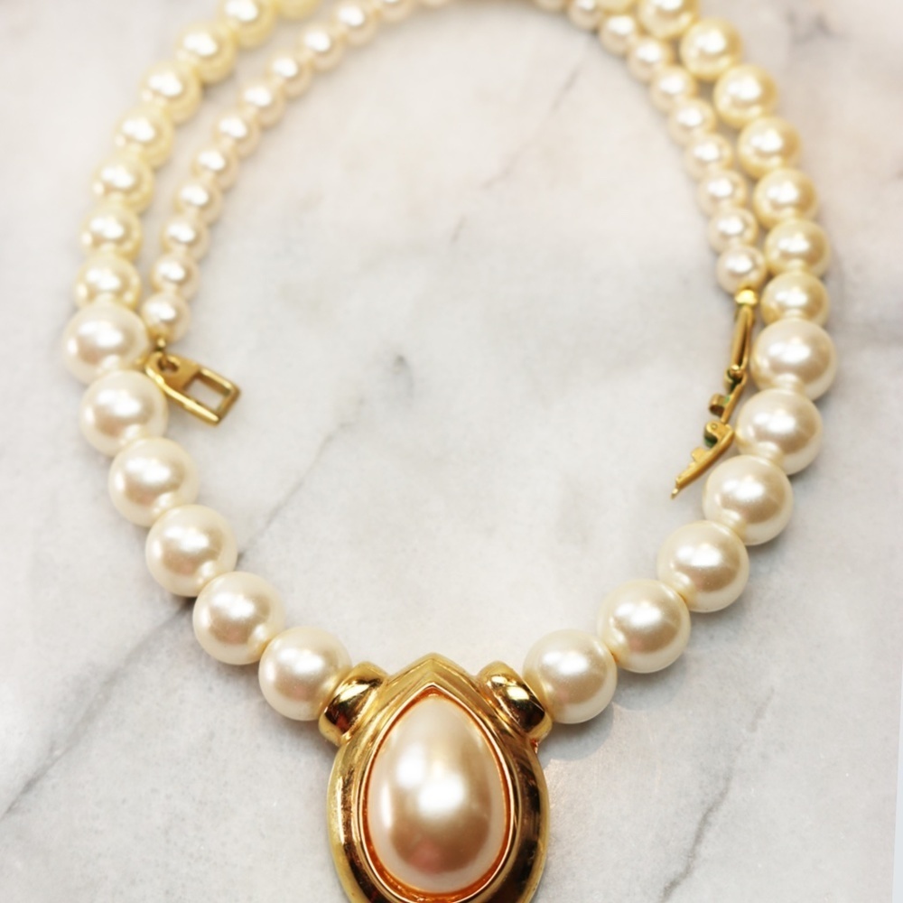 Vintage Napier Teardrop Pearl Statement Necklace - Picture 3 of 13